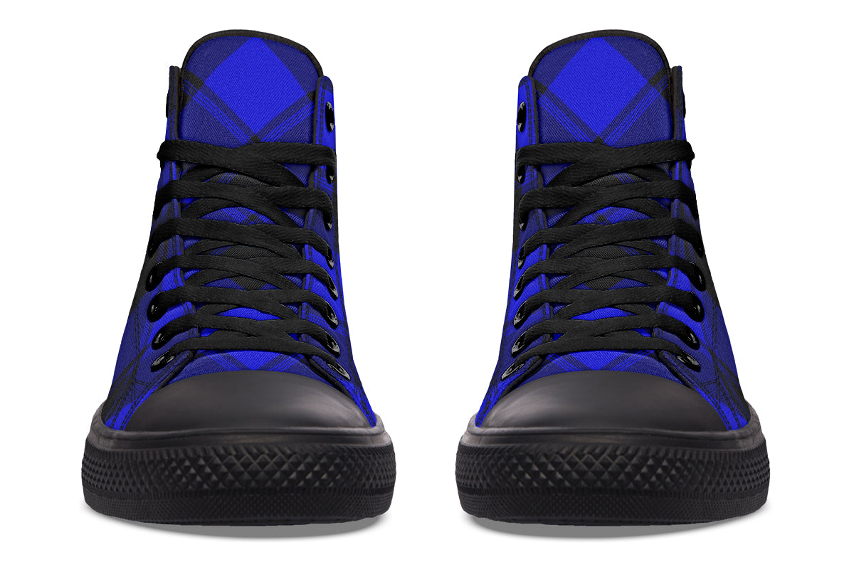 Vivid Blue Plaid High Tops