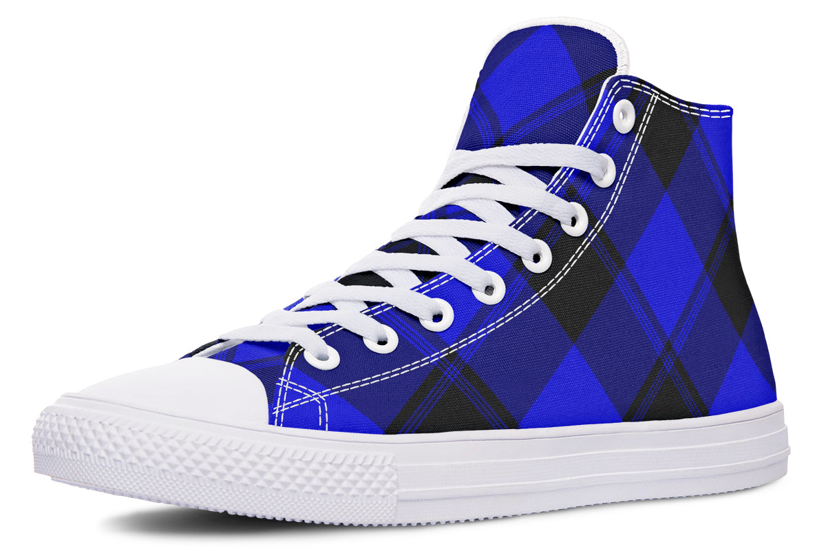 Vivid Blue Plaid High Tops