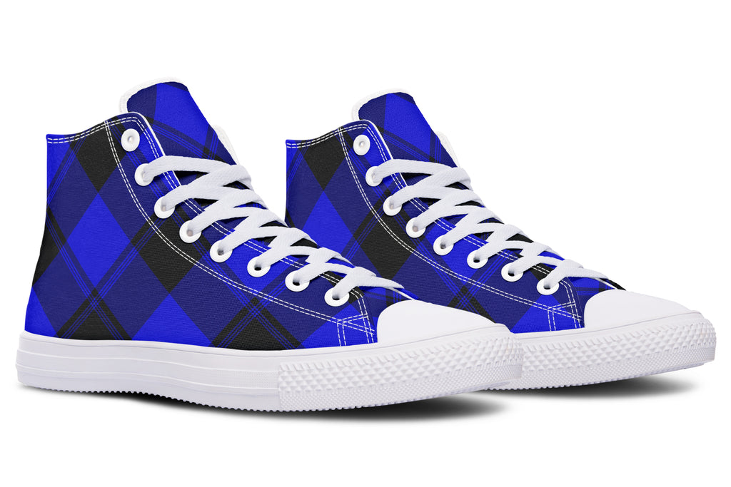 Vivid Blue Plaid High Tops