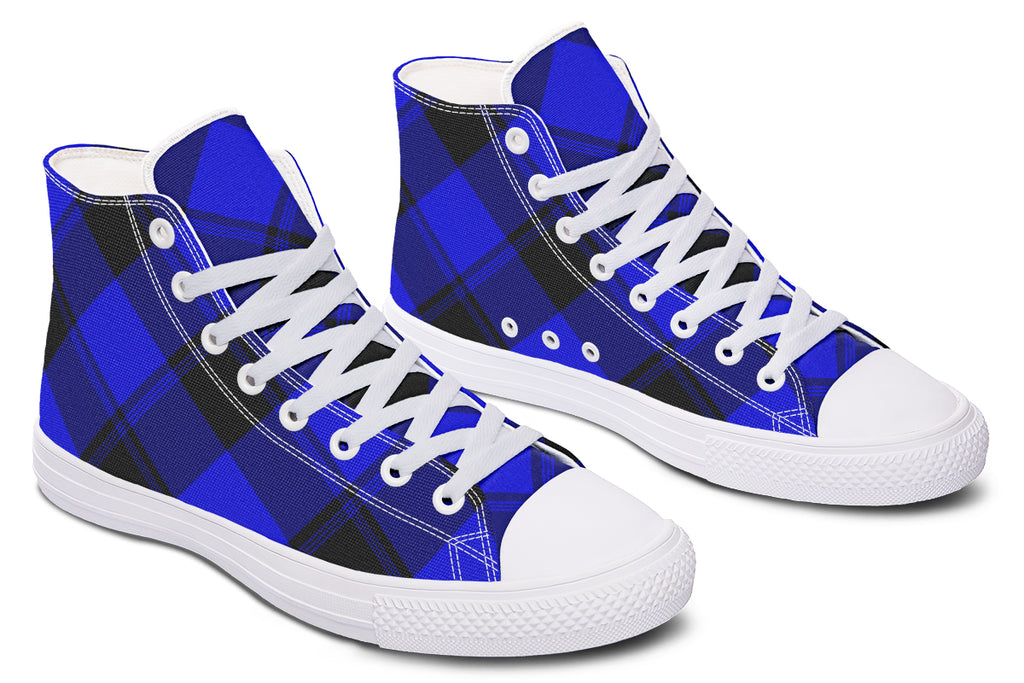 Vivid Blue Plaid High Tops