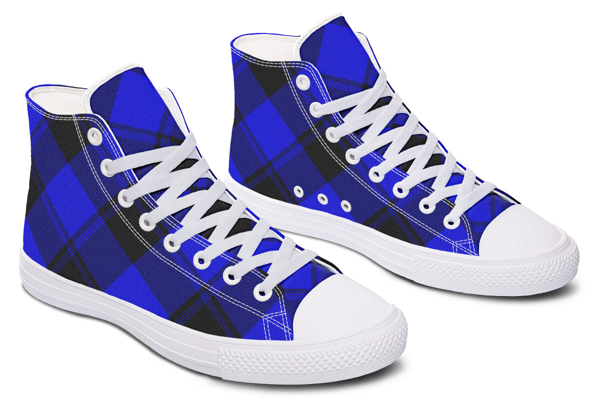 Vivid Blue Plaid High Tops