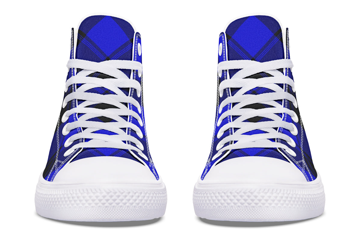 Vivid Blue Plaid High Tops