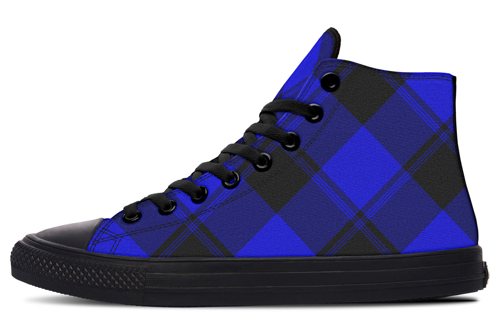 Vivid Blue Plaid High Tops