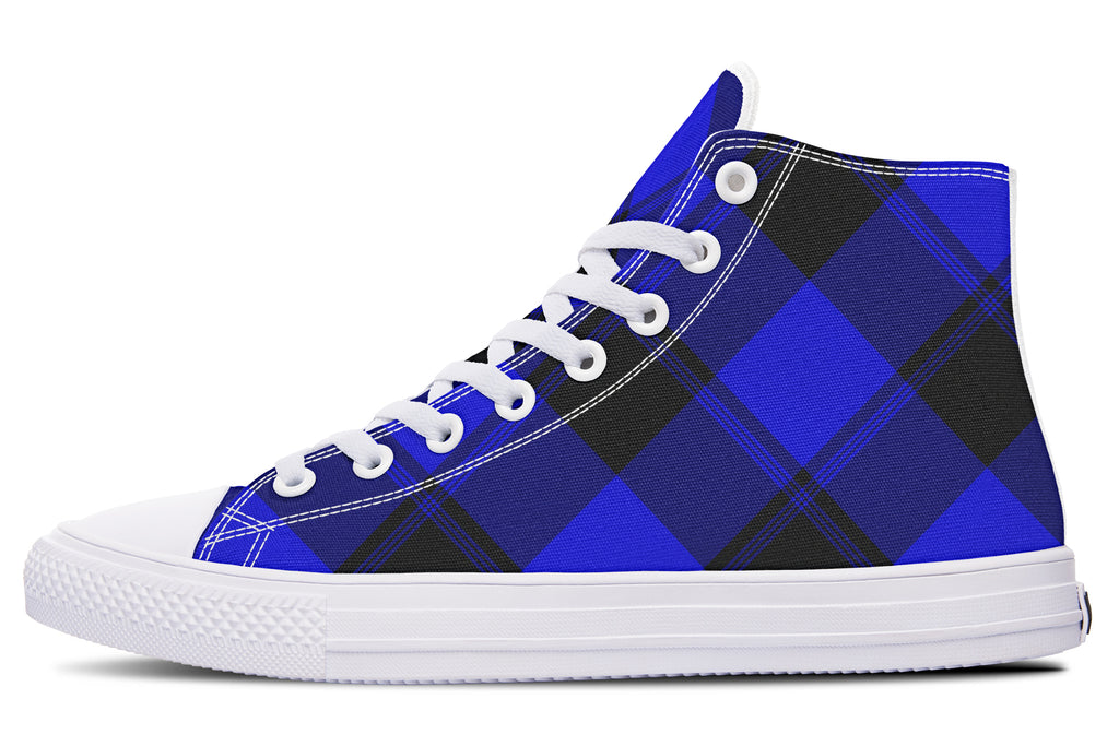 Vivid Blue Plaid High Tops