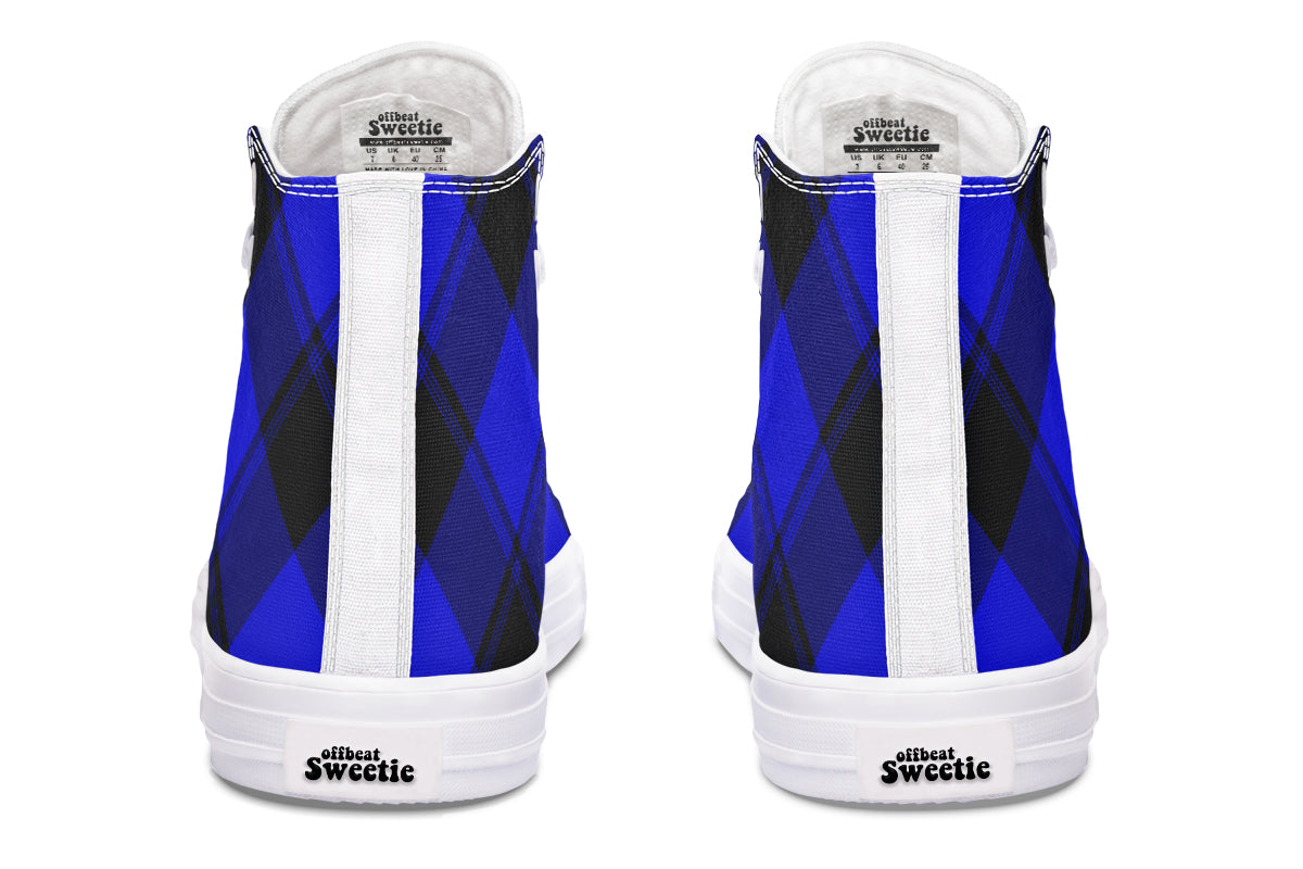 Vivid Blue Plaid High Tops