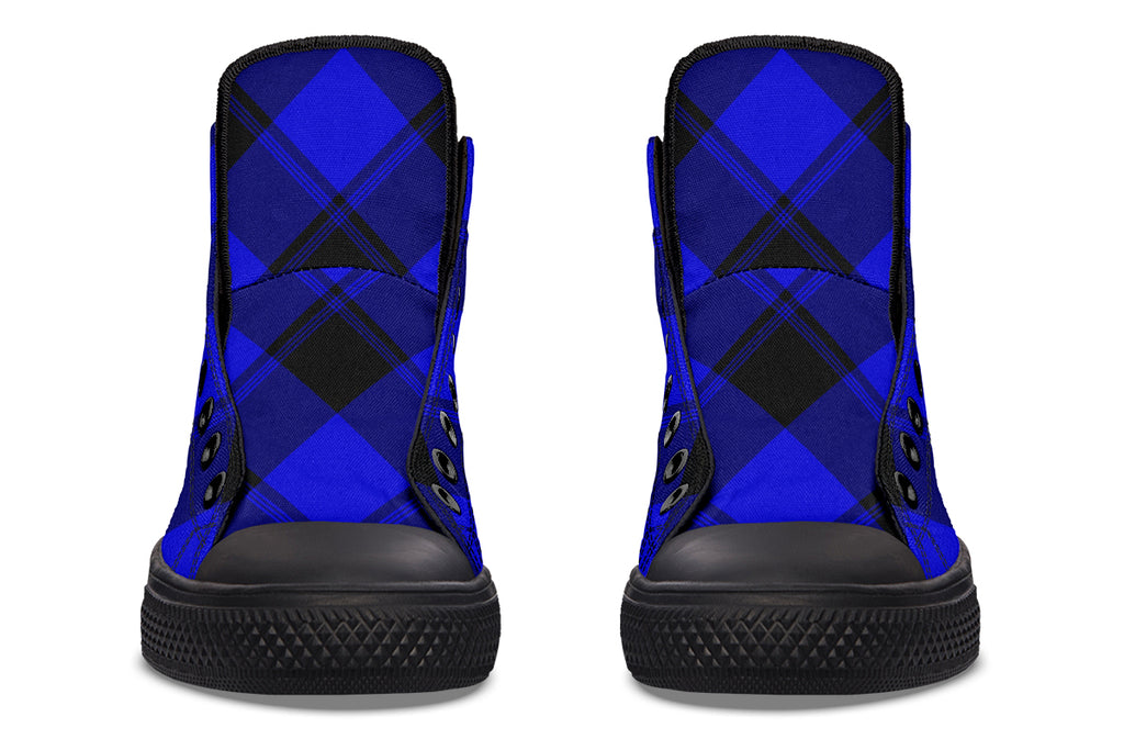 Vivid Blue Plaid High Tops (Wide)