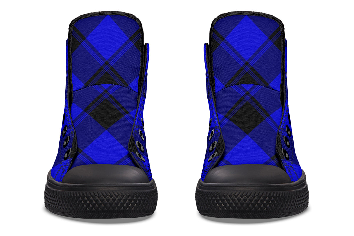 Vivid Blue Plaid High Tops (Wide)
