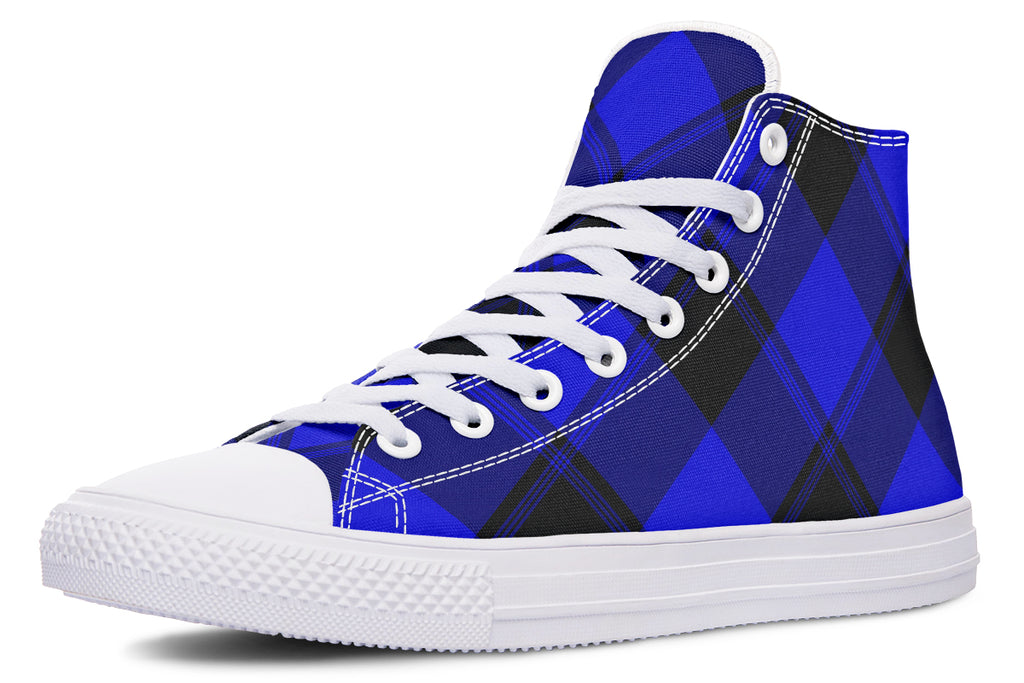 Vivid Blue Plaid High Tops (Wide)
