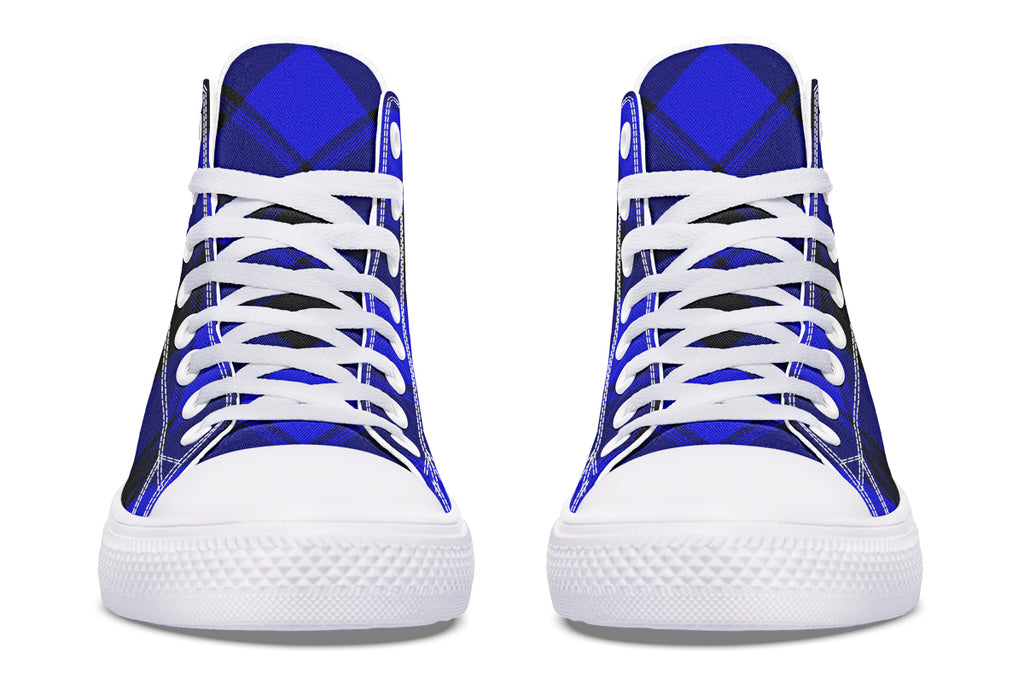 Vivid Blue Plaid High Tops (Wide)
