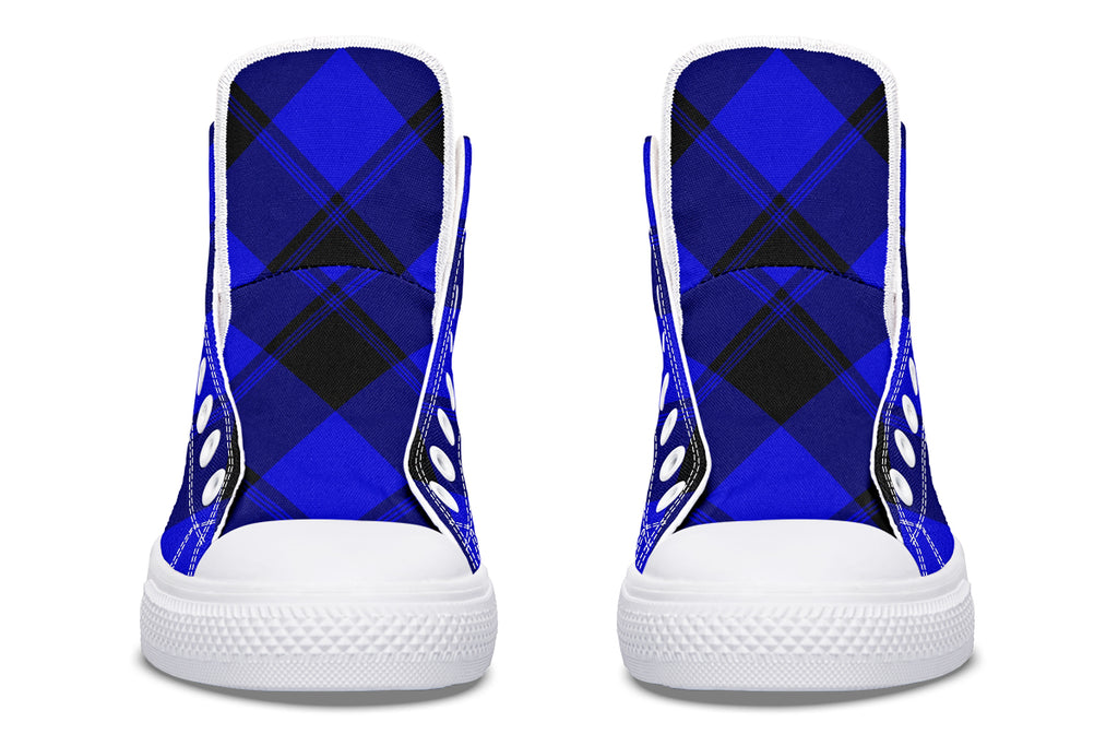 Vivid Blue Plaid High Tops (Wide)