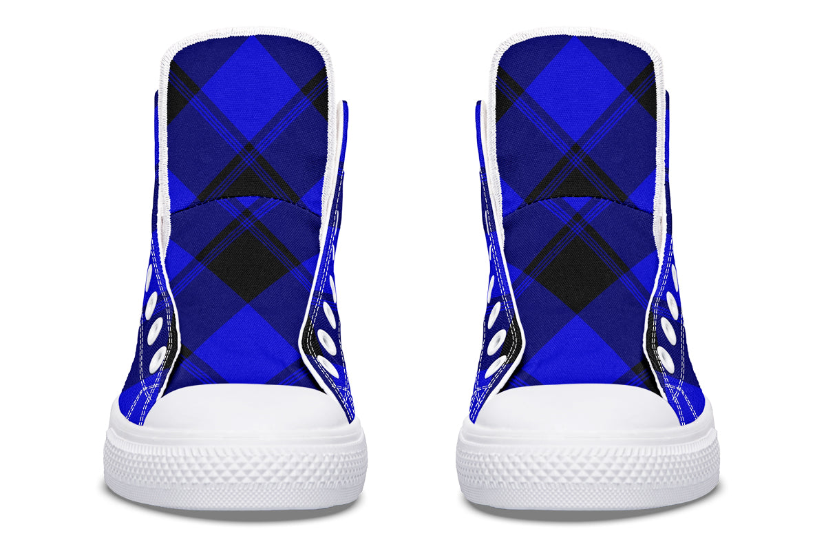 Vivid Blue Plaid High Tops (Wide)