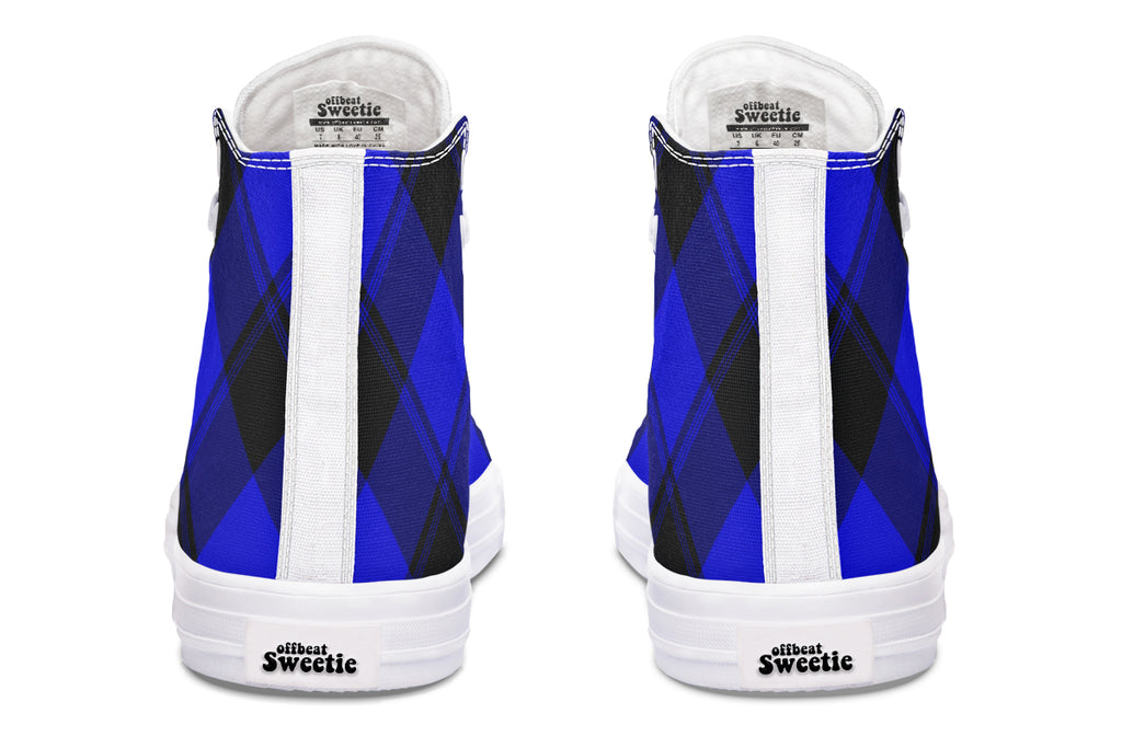 Vivid Blue Plaid High Tops (Wide)