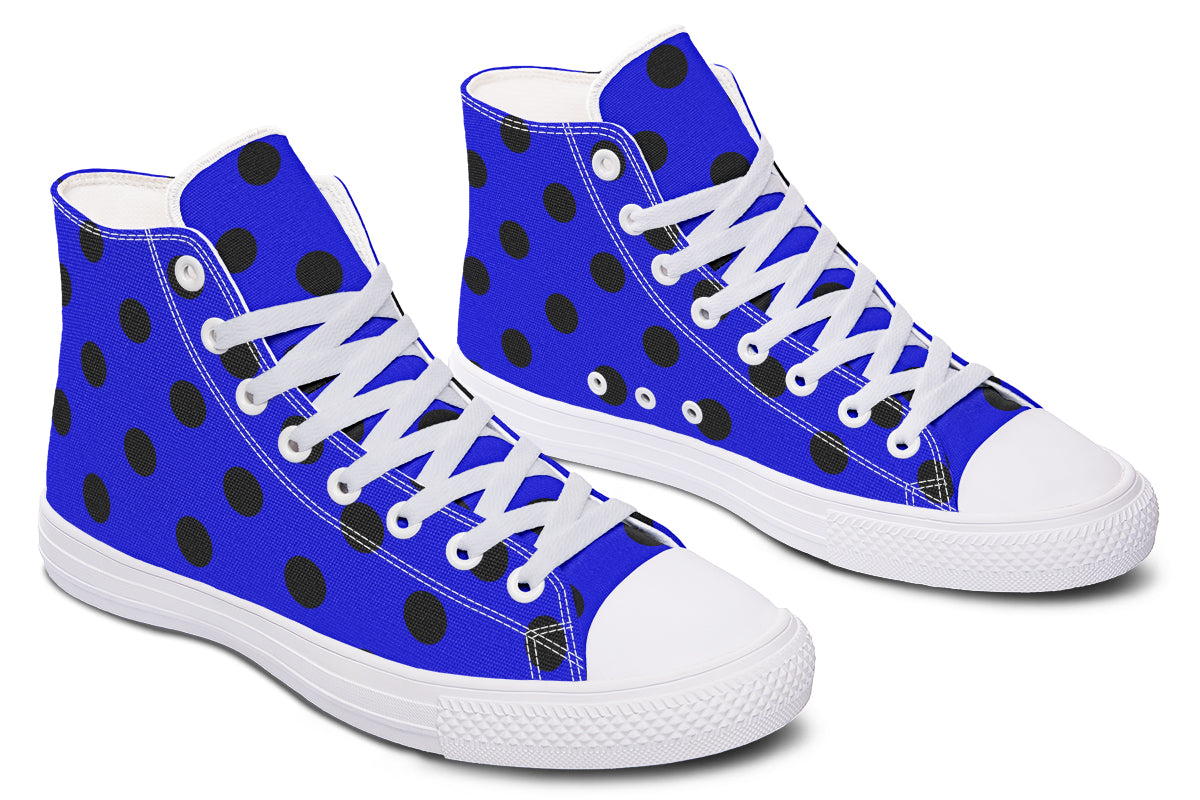 Vivid Blue Polka Dot High Tops (Wide)
