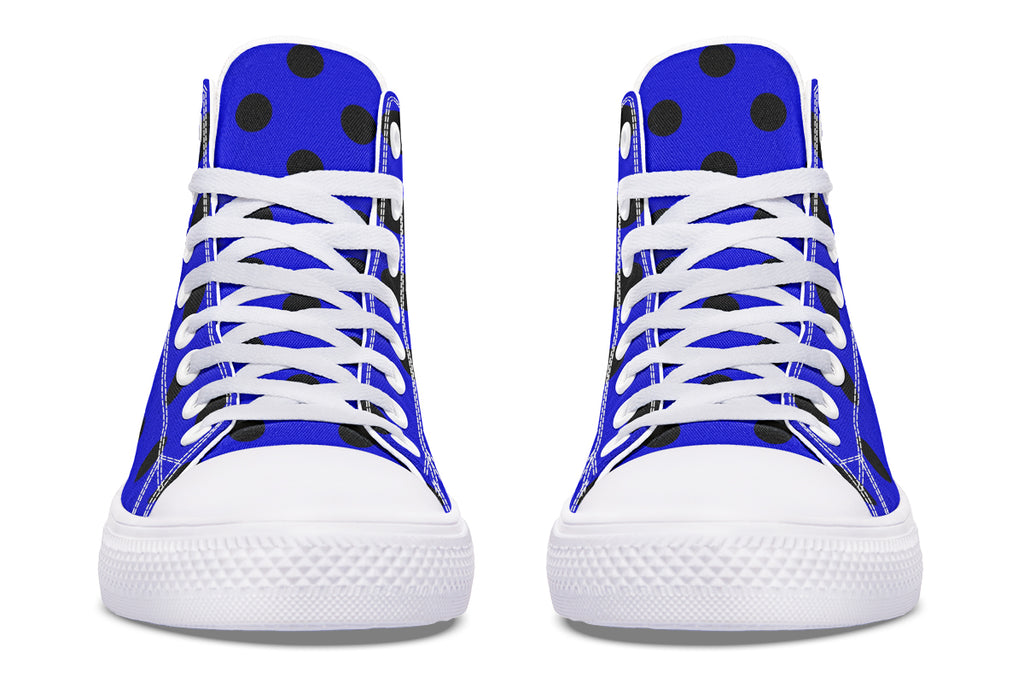 Vivid Blue Polka Dot High Tops (Wide)