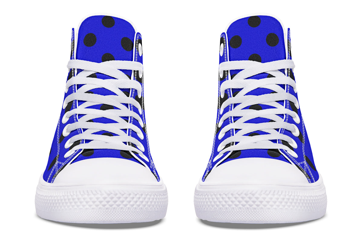 Vivid Blue Polka Dot High Tops (Wide)