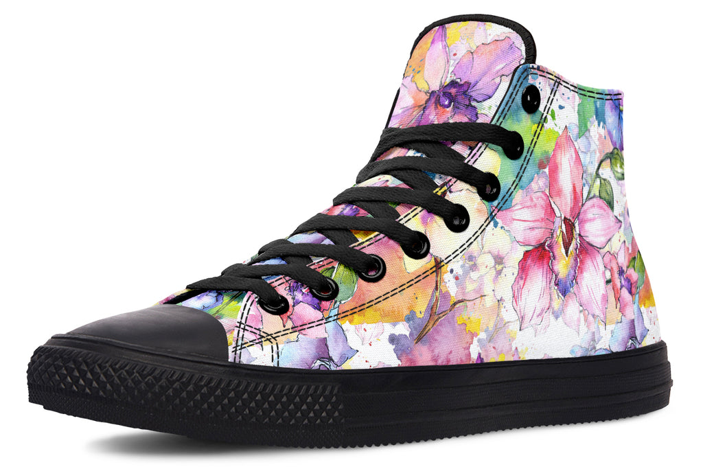 Watercolour Flowers High Tops (Wide)