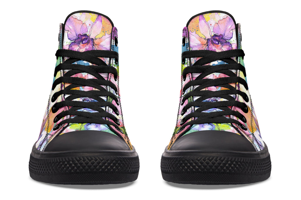 Watercolour Flowers High Tops (Wide)