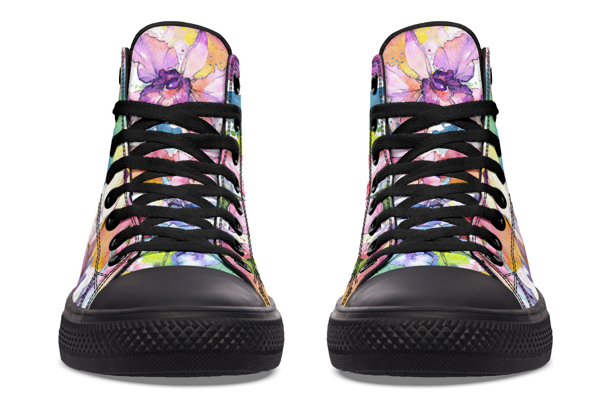 Watercolour Flowers High Tops (Wide)