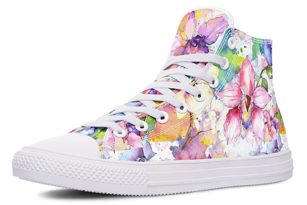 Watercolour Flowers High Tops (Wide)