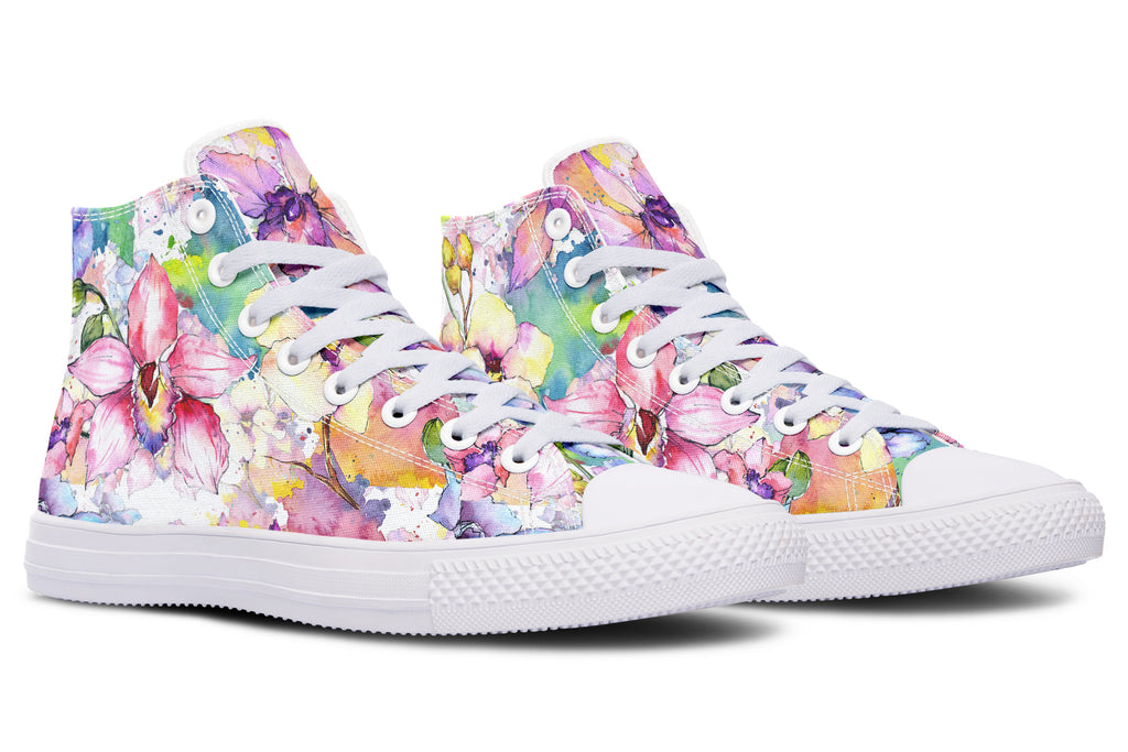 Watercolour Flowers High Tops (Wide)