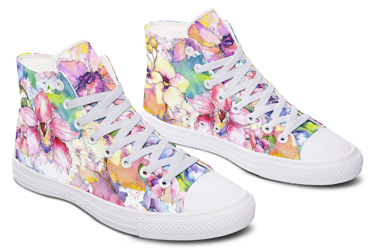 Watercolour Flowers High Tops (Wide)