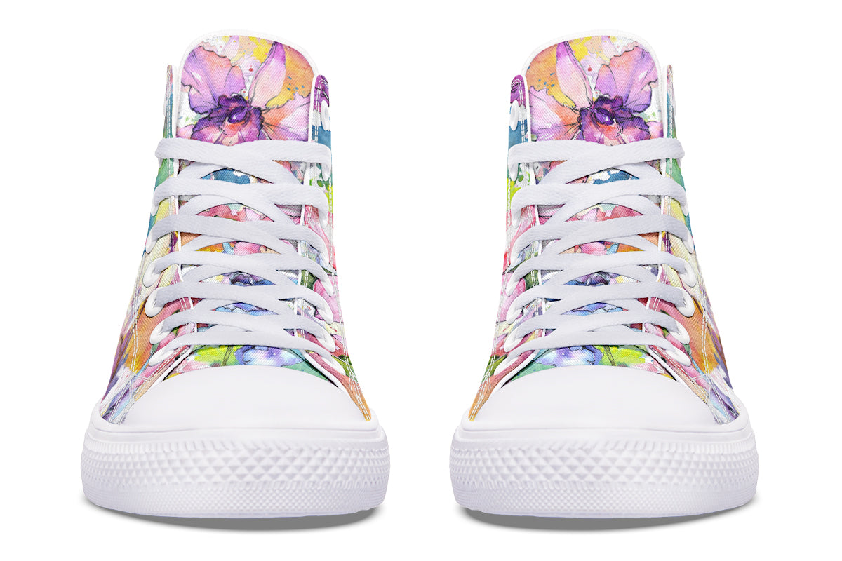 Watercolour Flowers High Tops (Wide)