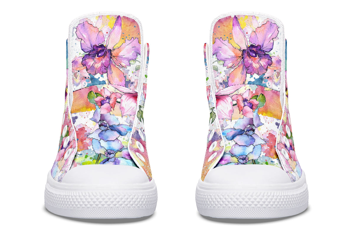 Watercolour Flowers High Tops (Wide)