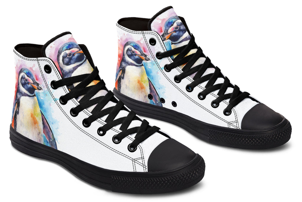 Watercolour Penguin High Tops (Wide)