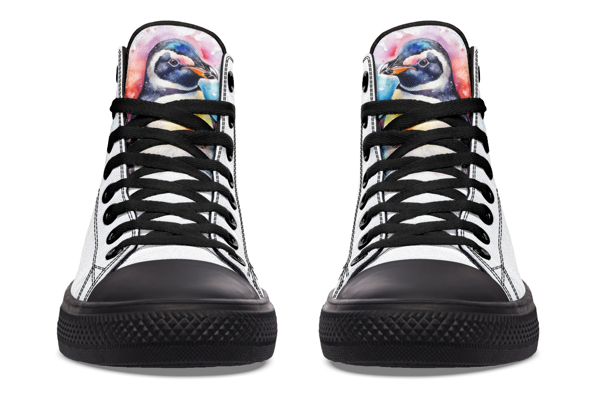Watercolour Penguin High Tops (Wide)