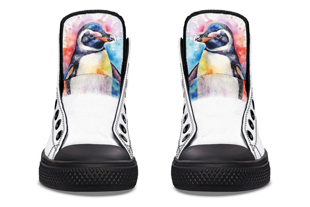 Watercolour Penguin High Tops (Wide)