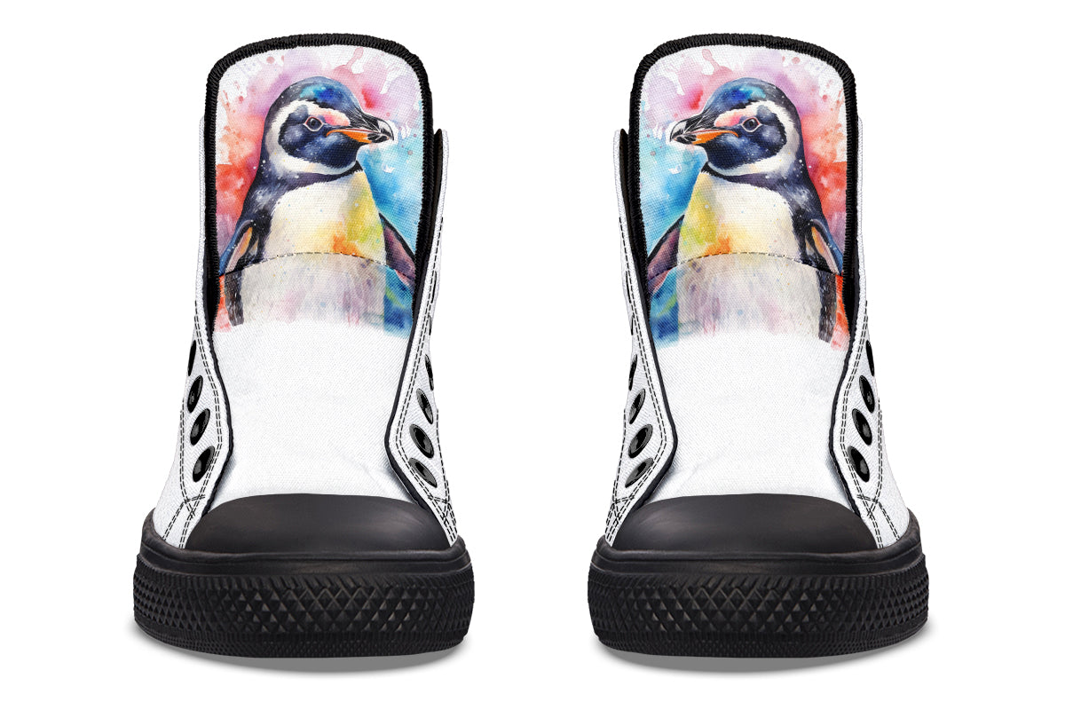 Watercolour Penguin High Tops (Wide)