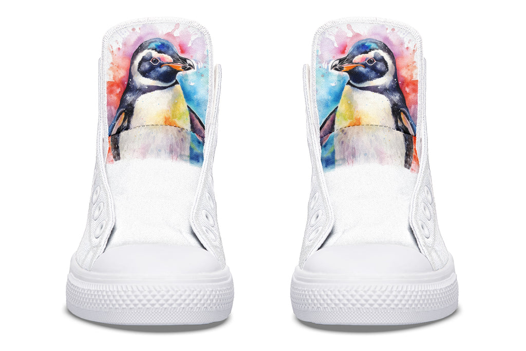 Watercolour Penguin High Tops (Wide)