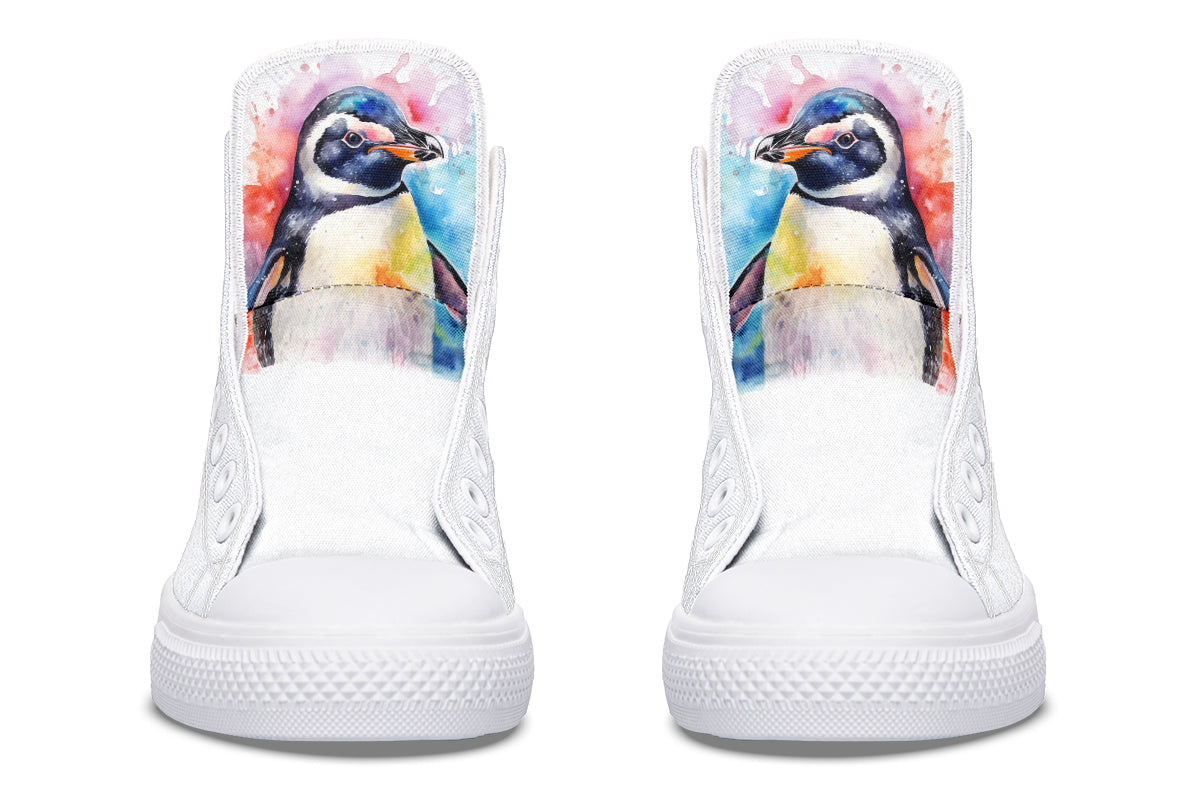 Watercolour Penguin High Tops (Wide)