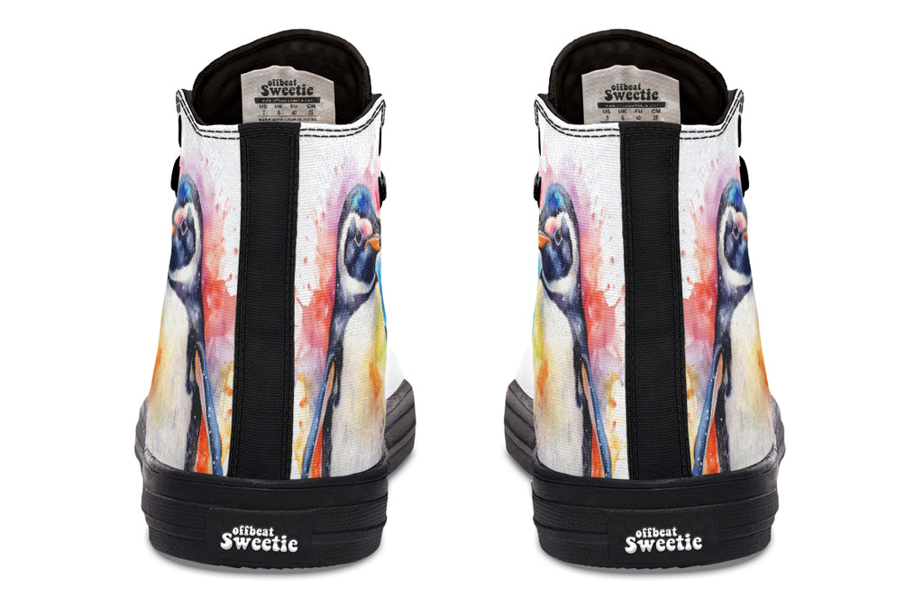 Watercolour Penguin High Tops (Wide)