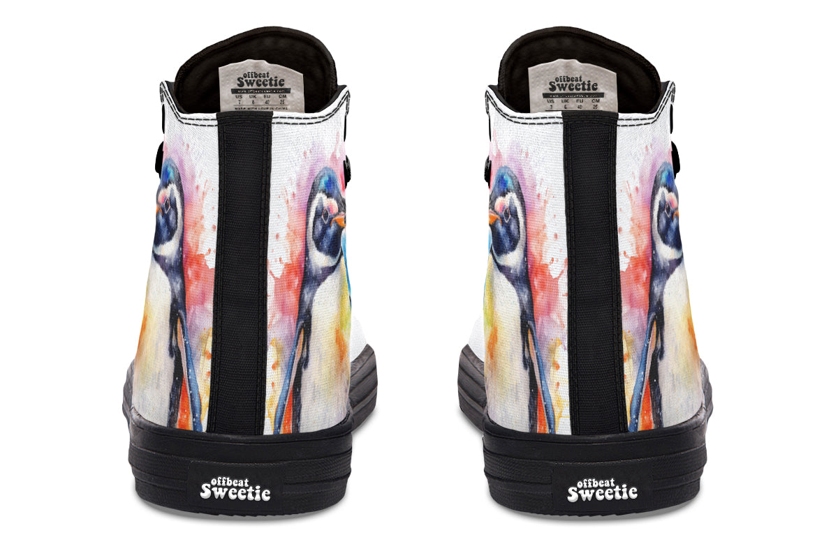 Watercolour Penguin High Tops (Wide)