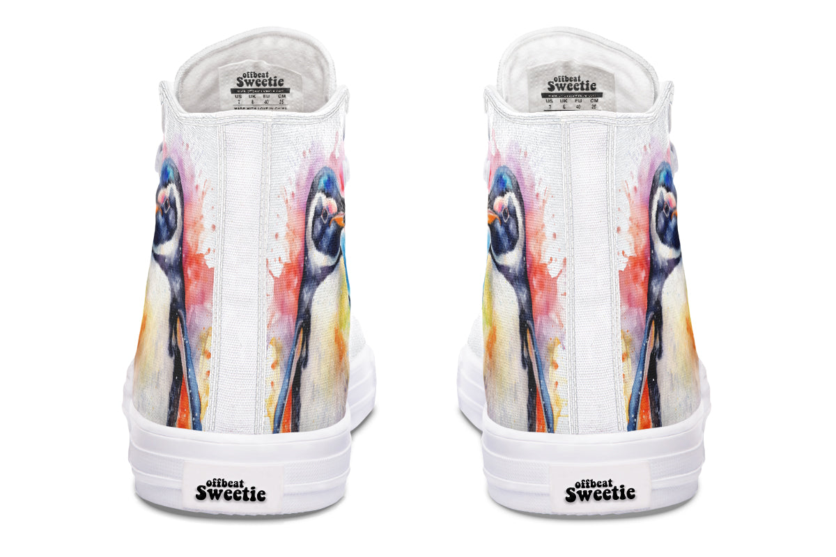 Watercolour Penguin High Tops (Wide)