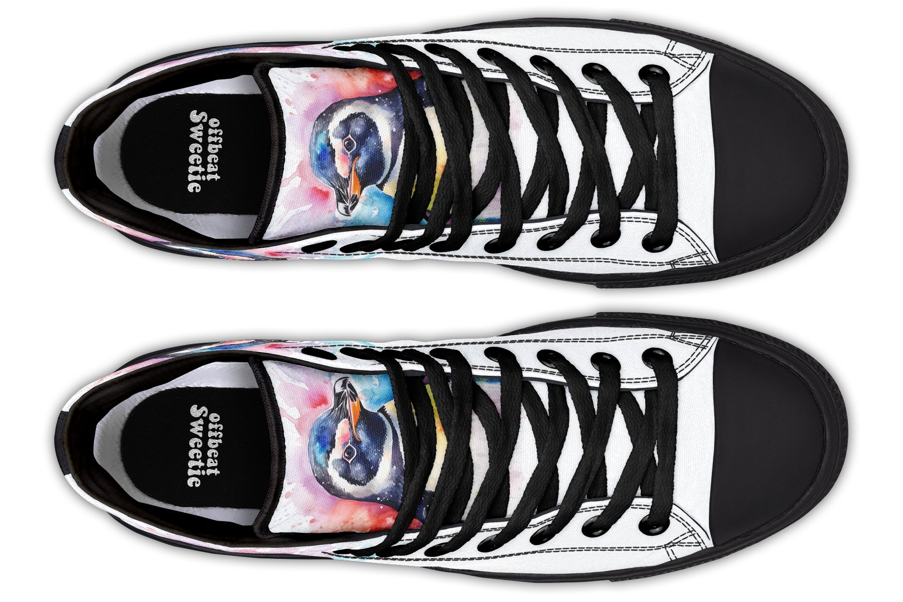 Watercolour Penguin High Tops (Wide)