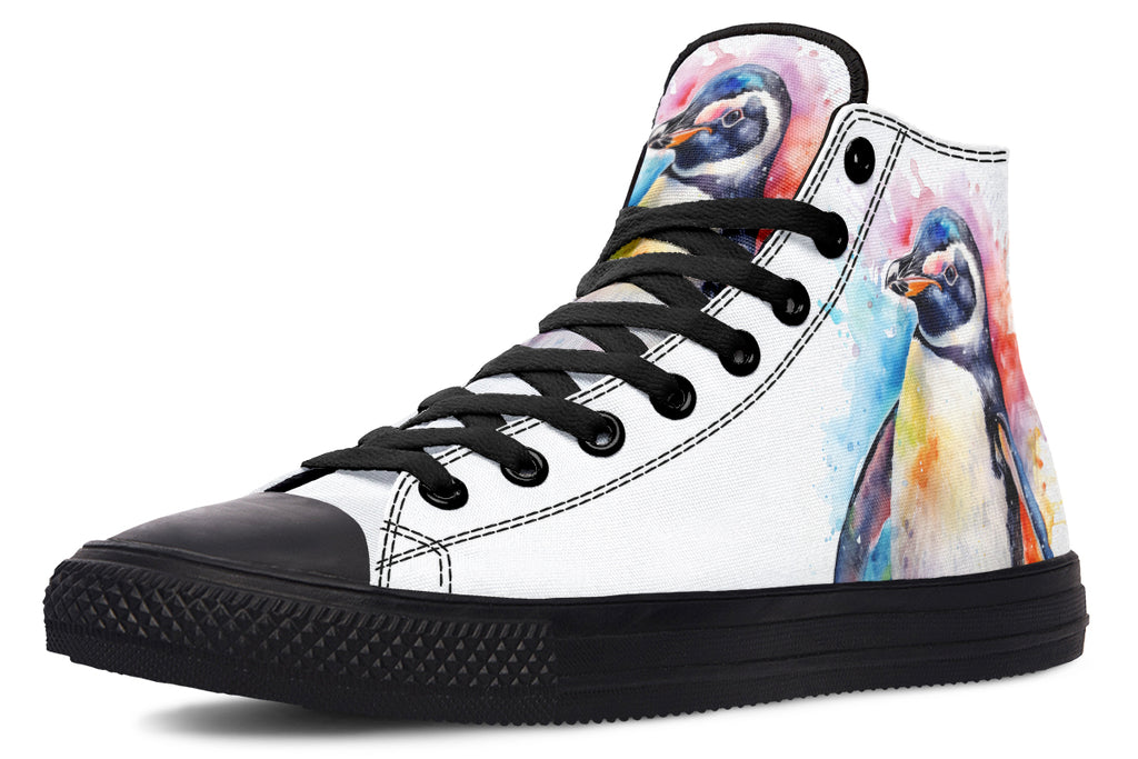 Watercolour Penguin High Tops - Offbeat Sweetie