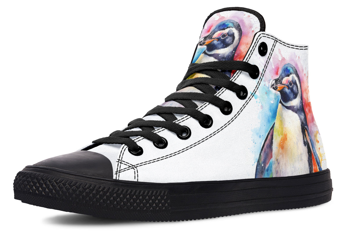 Watercolour Penguin High Tops - Offbeat Sweetie