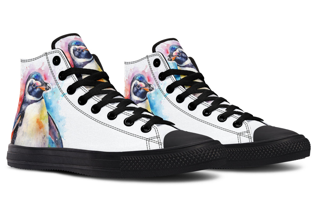 Watercolour Penguin High Tops - Offbeat Sweetie