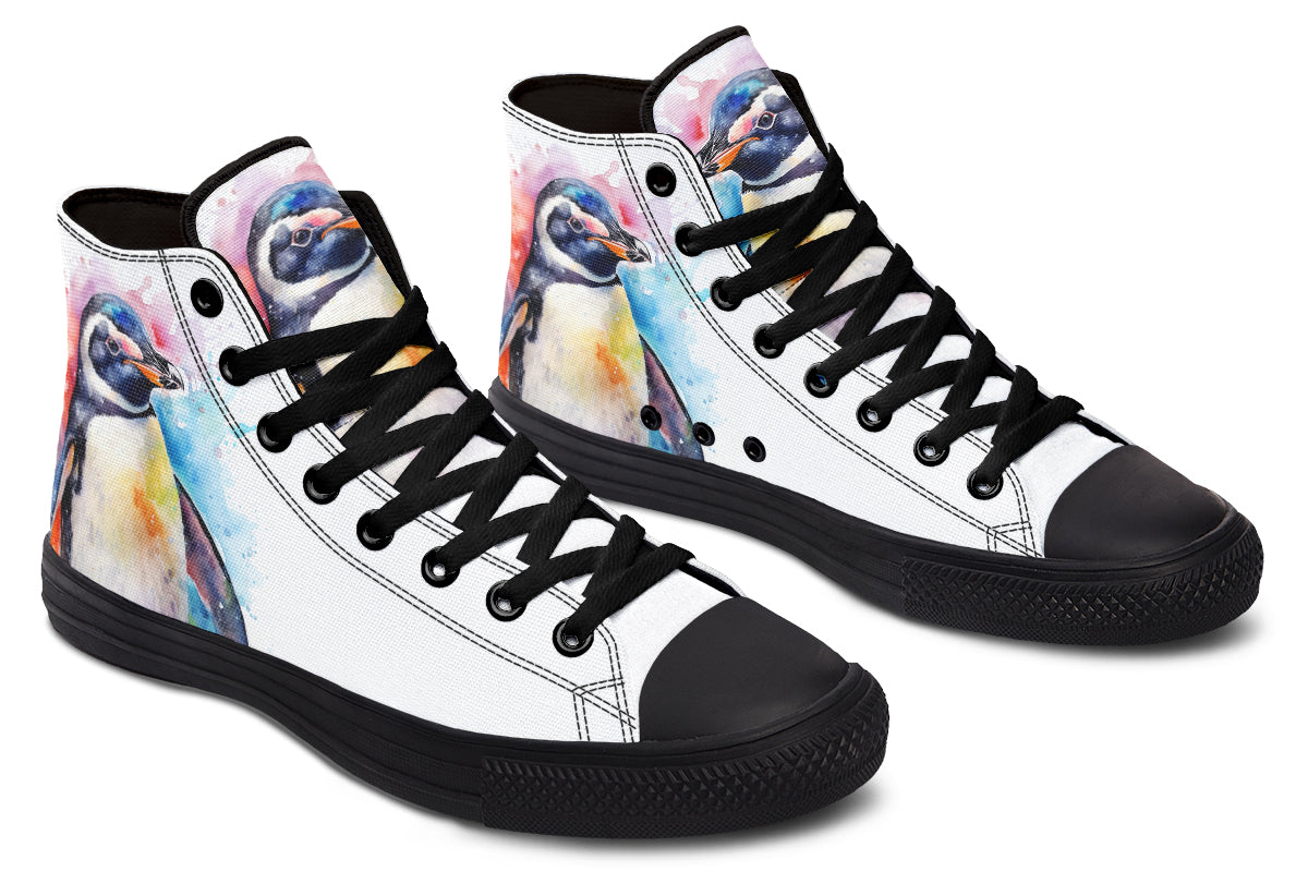 Watercolour Penguin High Tops - Offbeat Sweetie