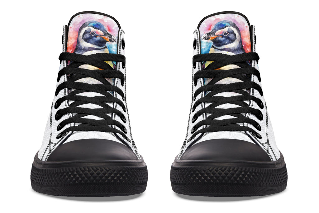 Watercolour Penguin High Tops - Offbeat Sweetie
