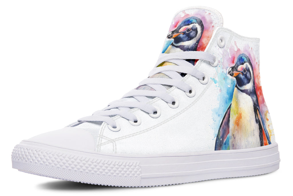 Watercolour Penguin High Tops - Offbeat Sweetie