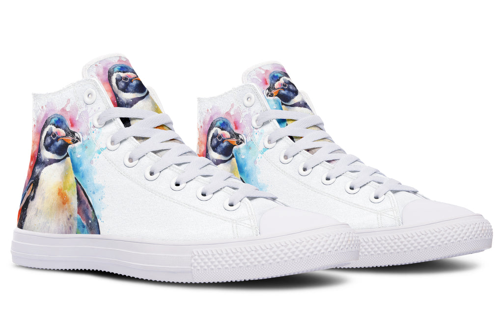 Watercolour Penguin High Tops - Offbeat Sweetie
