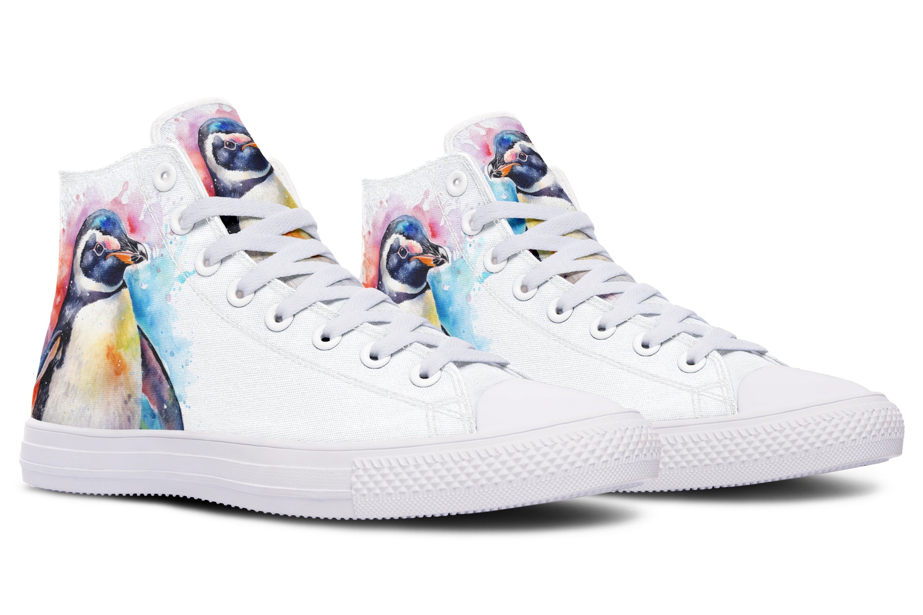 Watercolour Penguin High Tops - Offbeat Sweetie