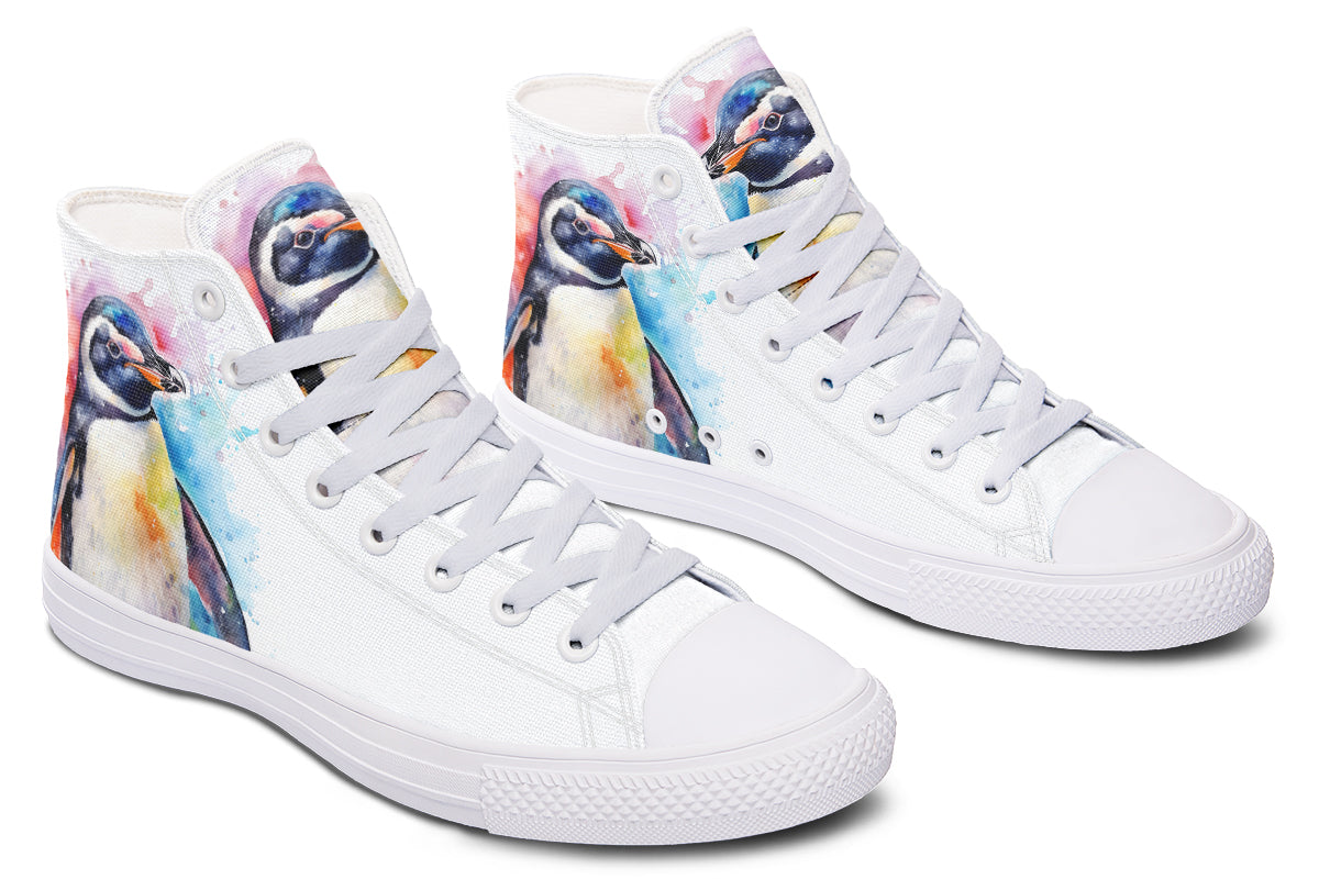 Watercolour Penguin High Tops - Offbeat Sweetie