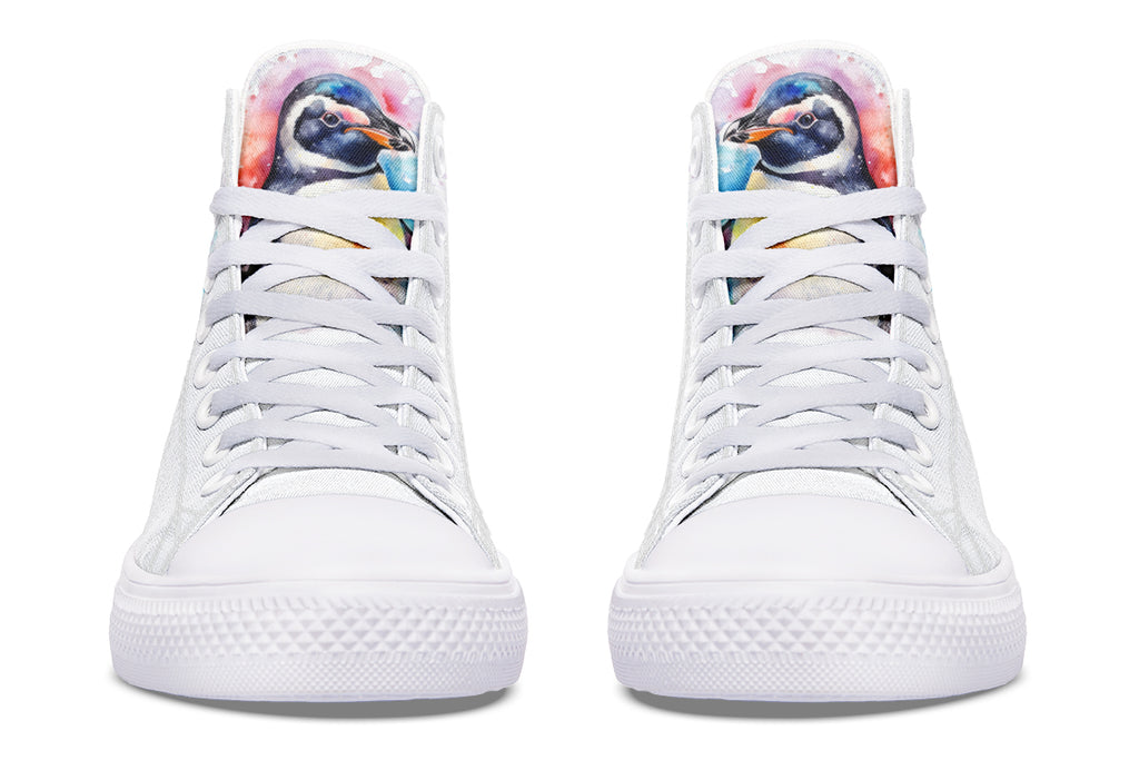 Watercolour Penguin High Tops - Offbeat Sweetie