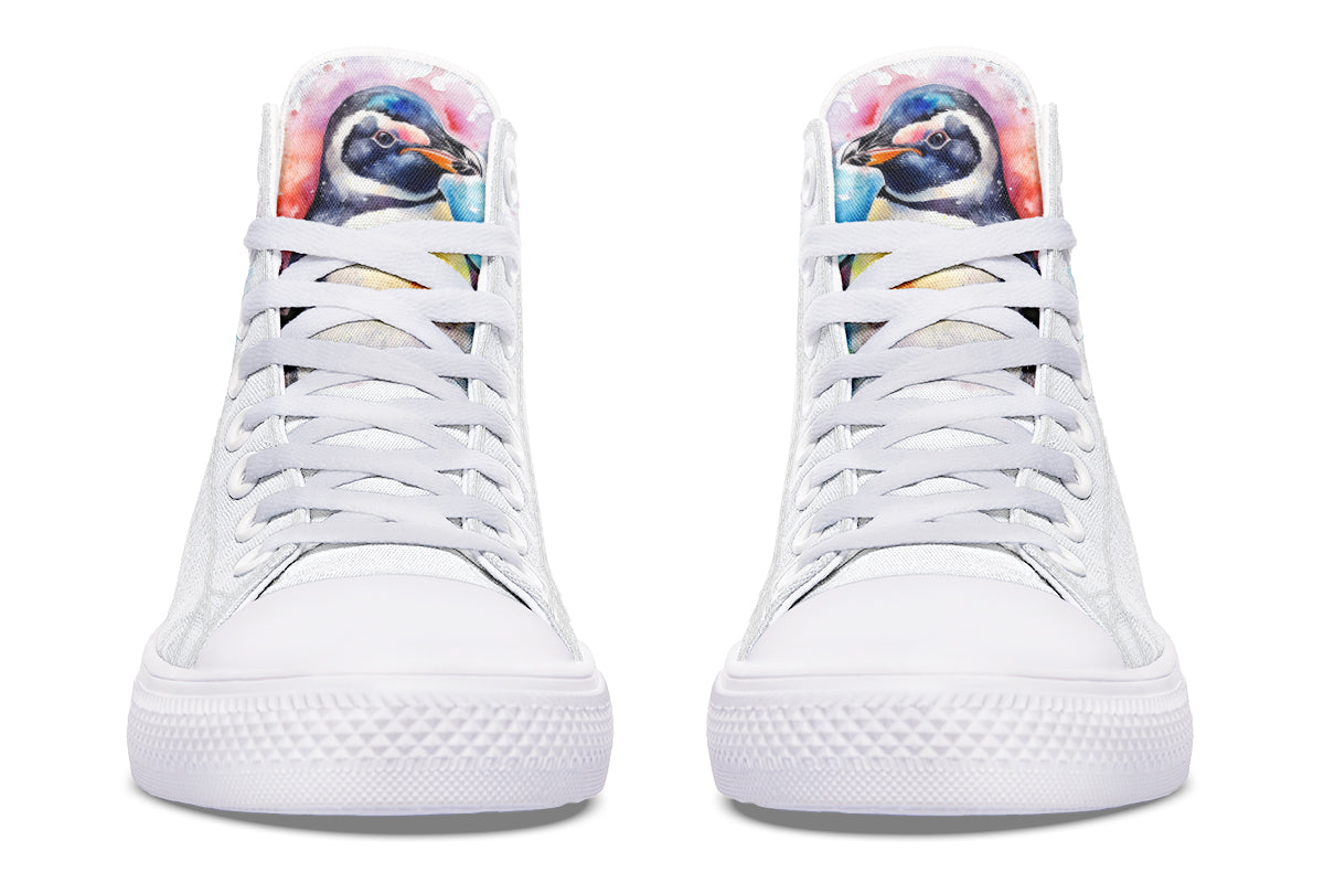 Watercolour Penguin High Tops - Offbeat Sweetie