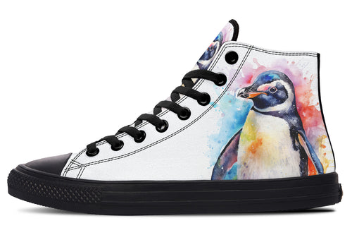Watercolour Penguin High Tops - Offbeat Sweetie