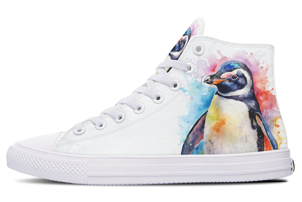 Watercolour Penguin High Tops - Offbeat Sweetie